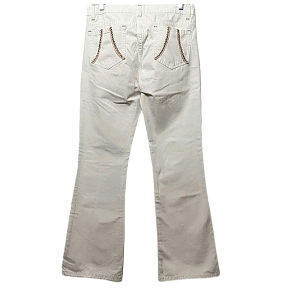 White Western Boot Cut Mid Rise Tag 27 Measure 30 Embroidered Pocket Rodeo Queen - Picture 3 of 12